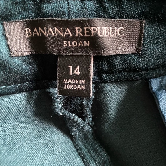 Banana Republic Blue Green Velvet/Velour Sloan Mid-Rise Pants Size 14 - EUC - Picture 3 of 7